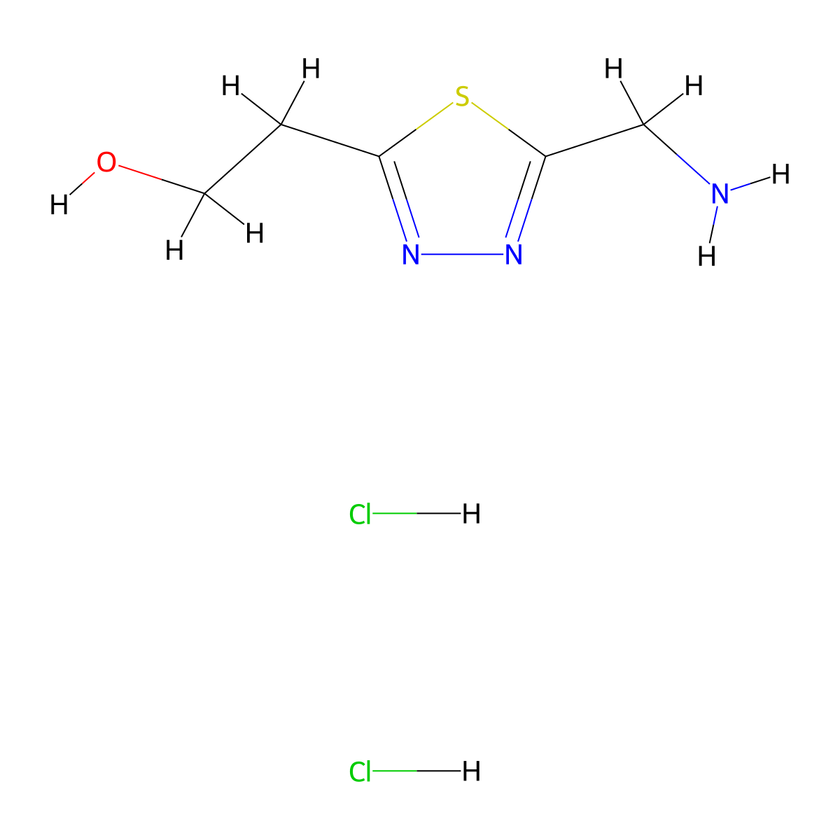 2-[5-(Aminomethyl)-1,3,4-thiadiazol-2-yl]ethan-1-oldihydrochloride molecular structure, CAS 2418719-50-1