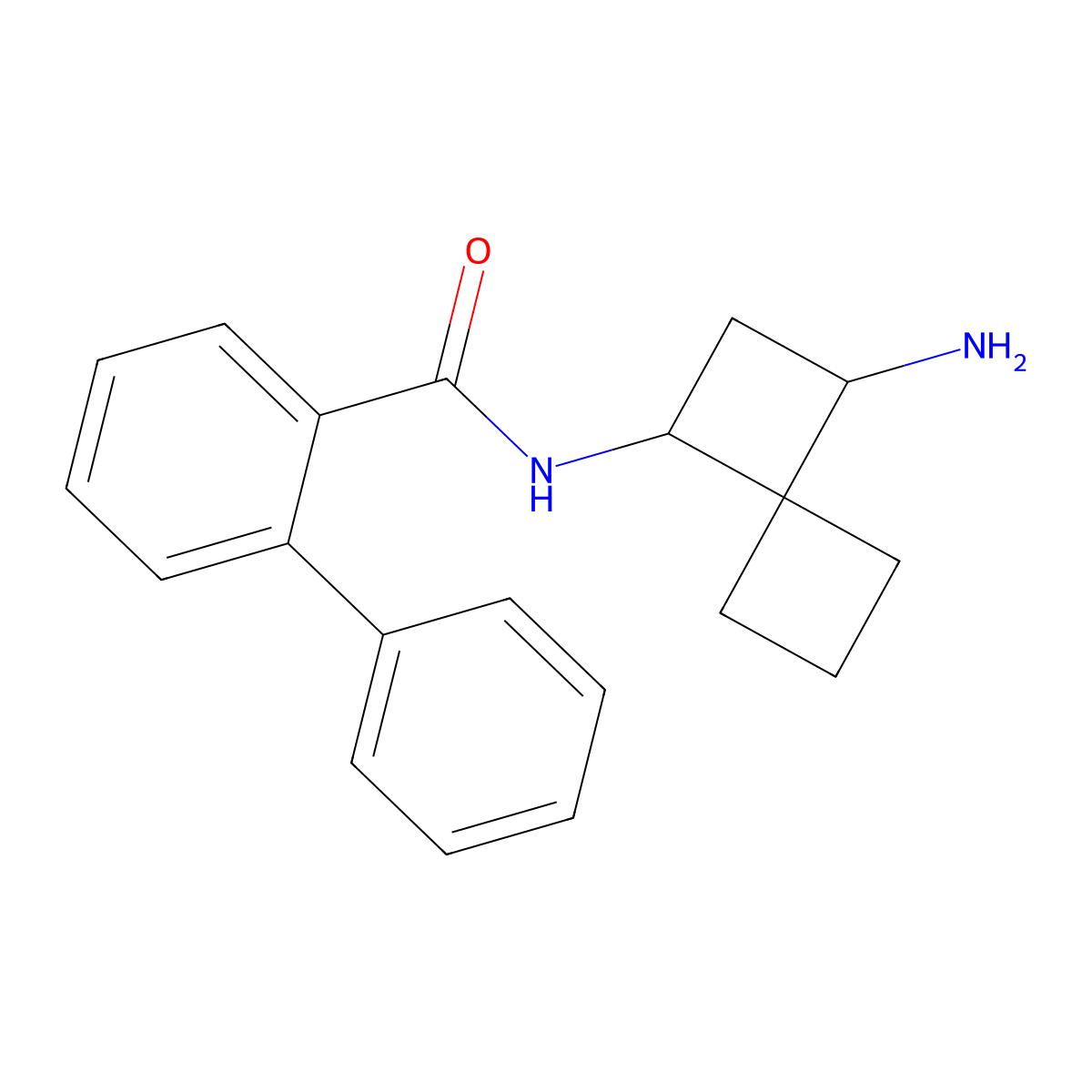 N-{3-aminospiro[3.3]heptan-1-yl}-[1,1'-biphenyl]-2-carboxamide molecular structure, CAS 2418719-62-5