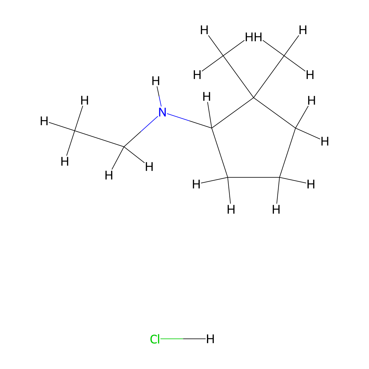 N-ethyl-2,2-dimethylcyclopentan-1-amine hydrochloride molecular structure, CAS 2418719-91-0