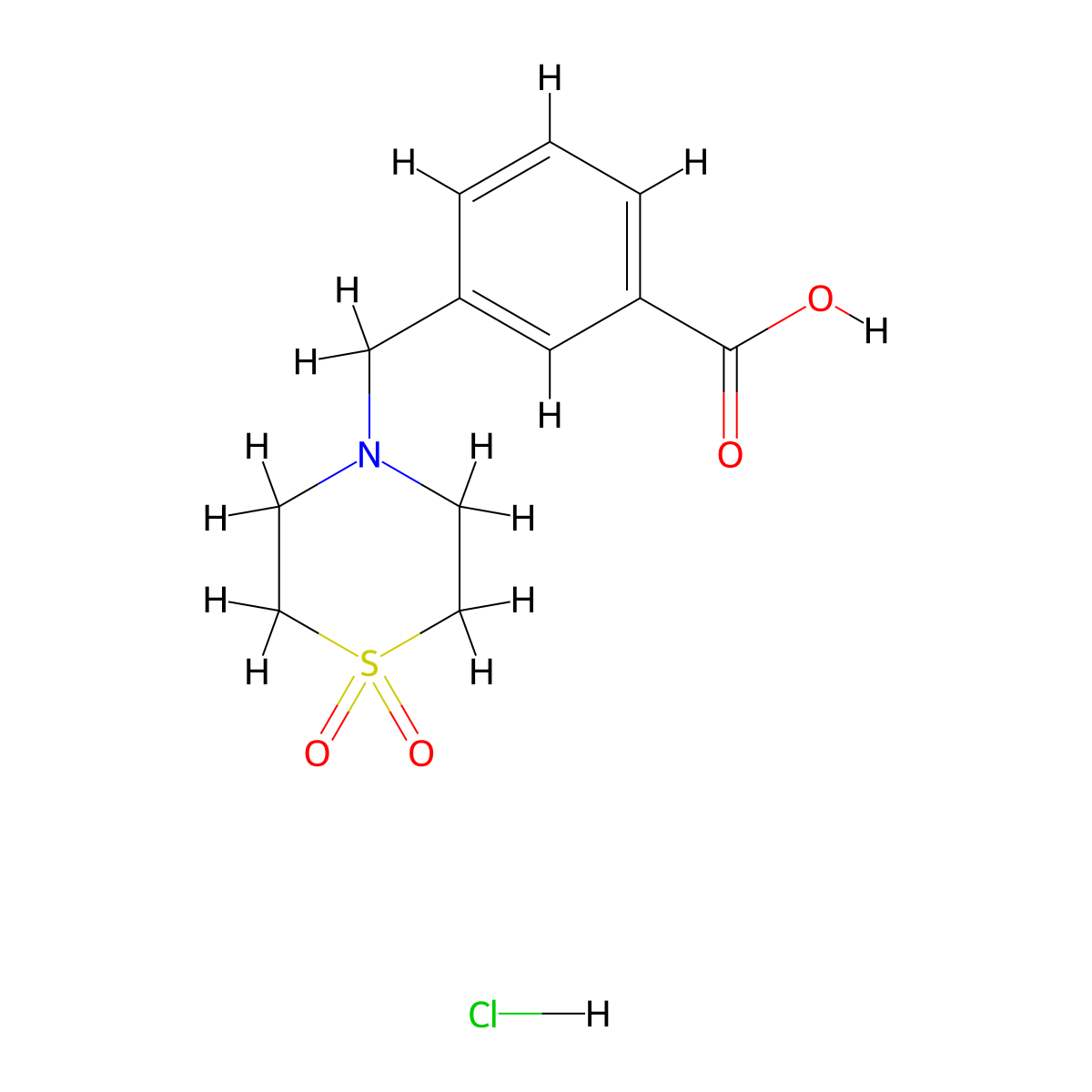 3-[(1,1-Dioxo-1lambda6-thiomorpholin-4-yl)methyl]benzoic acid hydrochloride molecular structure, CAS 2418720-35-9