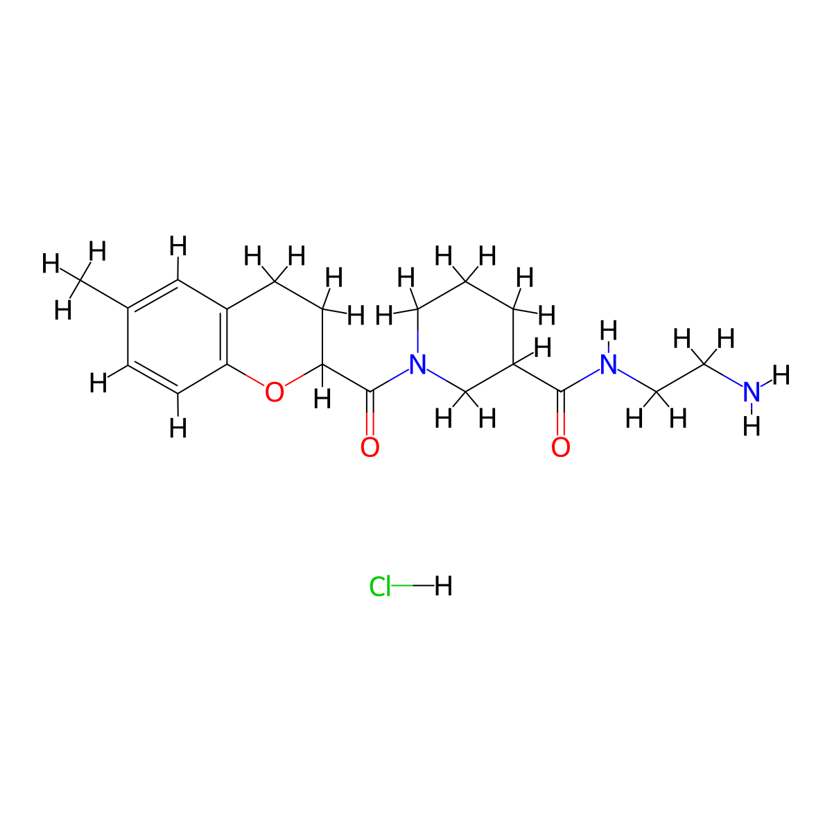 N-(2-Aminoethyl)-1-(6-methyl-3,4-dihydro-2H-chromene-2-carbonyl)piperidine-3-carboxamide;hydrochloride molecular structure, CAS 2418721-59-0