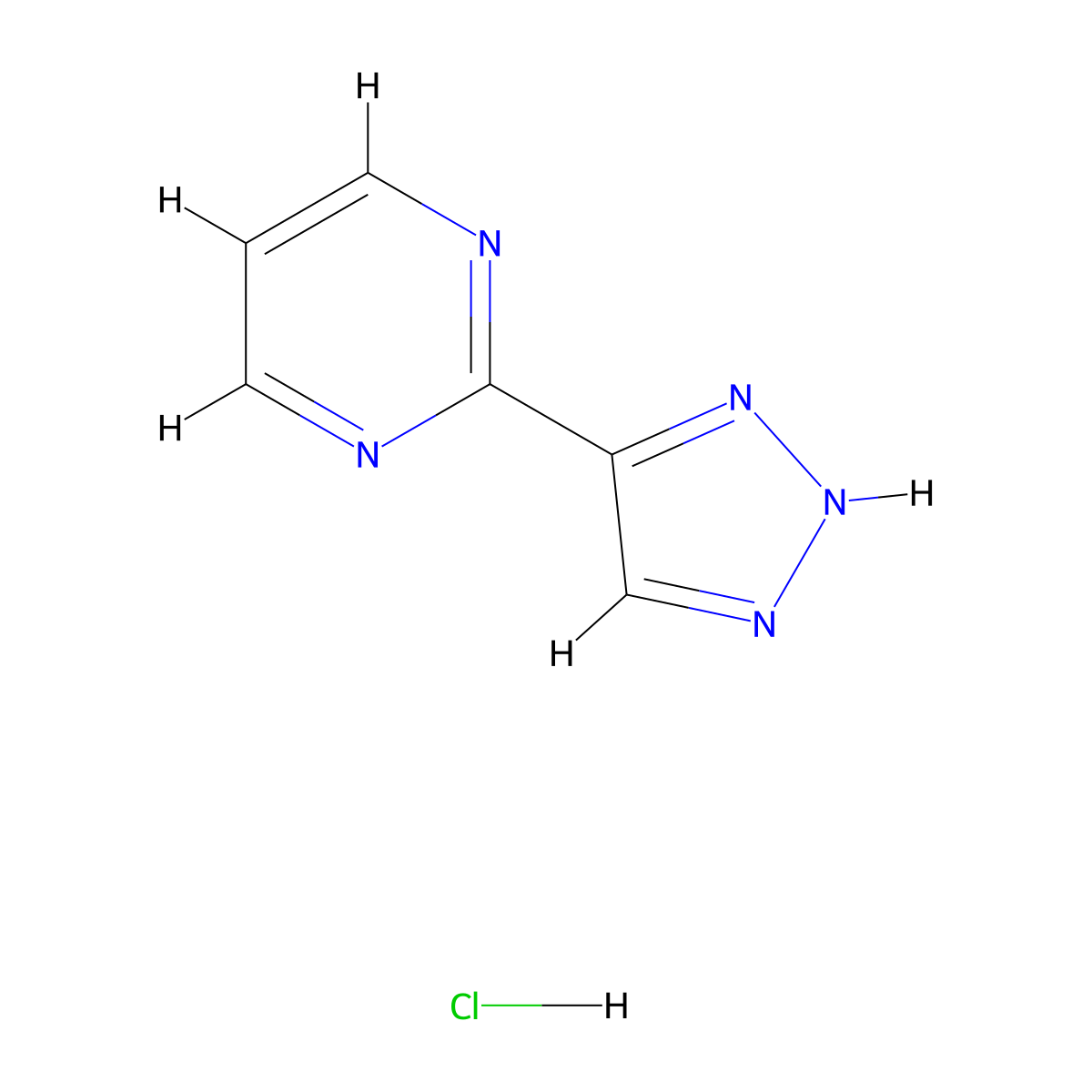 2-(1H-1,2,3-triazol-4-yl)pyrimidine hydrochloride molecular structure, CAS 2418722-24-2