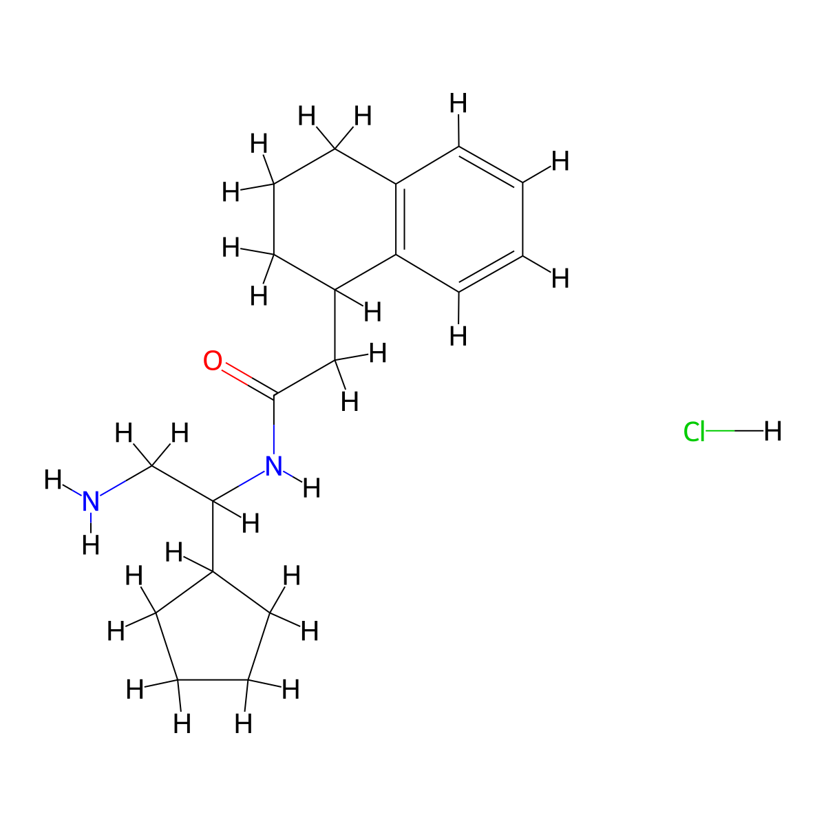 N-(2-amino-1-cyclopentylethyl)-2-(1,2,3,4-tetrahydronaphthalen-1-yl)acetamide hydrochloride molecular structure, CAS 2418722-52-6