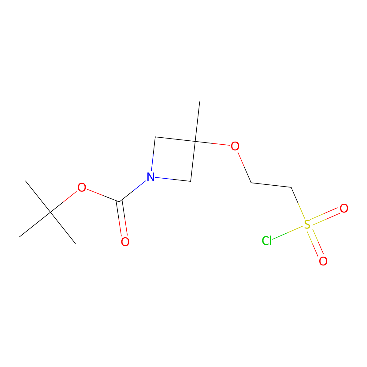 Tert-butyl 3-(2-(chlorosulfonyl)ethoxy)-3-methylazetidine-1-carboxylate molecular structure, CAS 2418722-73-1