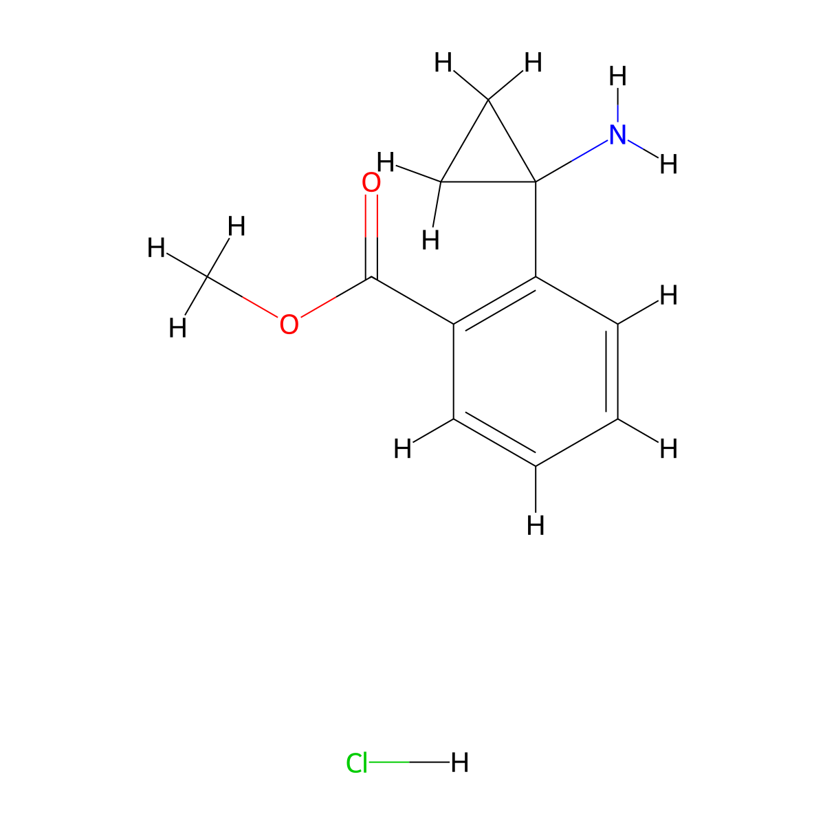 Methyl 2-(1-aminocyclopropyl)benzoate hydrochloride molecular structure, CAS 2418723-13-2