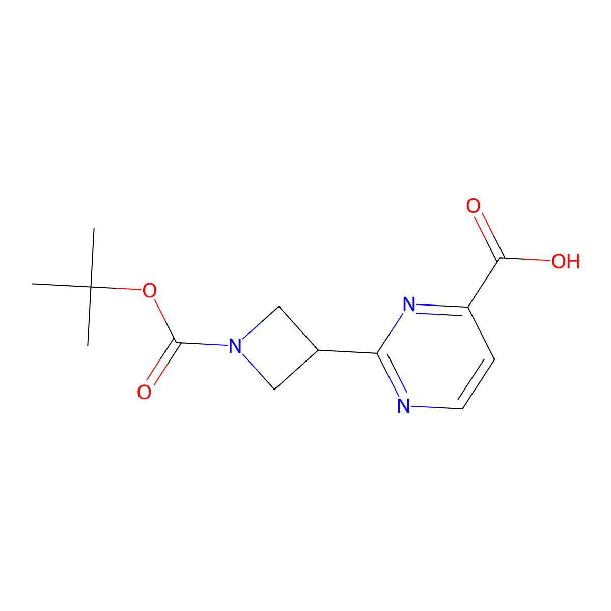 2-{1-[(Tert-butoxy)carbonyl]azetidin-3-yl}pyrimidine-4-carboxylic acid molecular structure, CAS 2418726-23-3