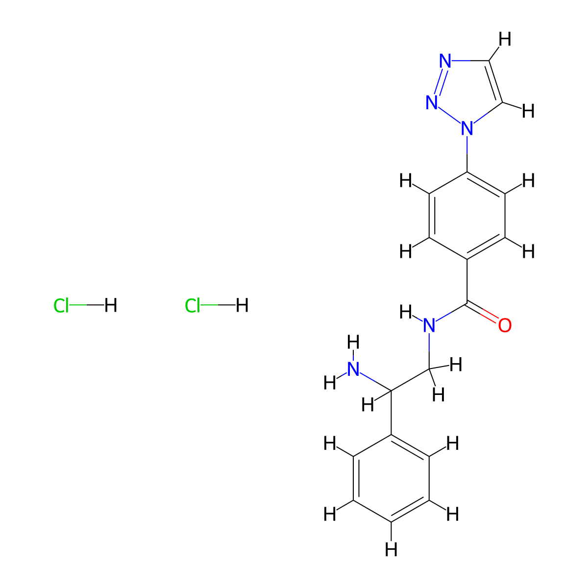 N-(2-Amino-2-phenylethyl)-4-(triazol-1-yl)benzamide;dihydrochloride molecular structure, CAS 2418726-73-3
