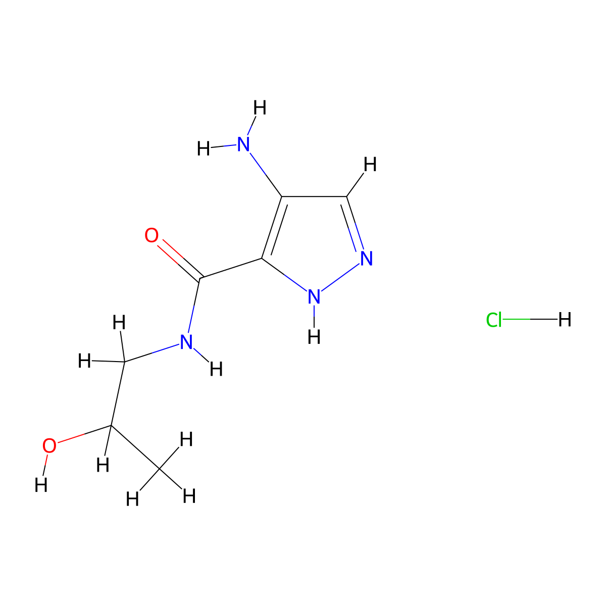 4-amino-N-(2-hydroxypropyl)-1H-pyrazole-3-carboxamide hydrochloride molecular structure, CAS 2418727-08-7