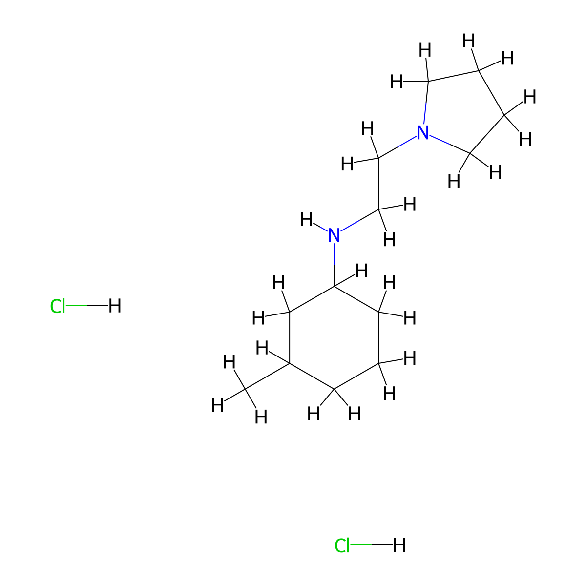 3-Methyl-N-(2-pyrrolidin-1-ylethyl)cyclohexan-1-amine;dihydrochloride molecular structure, CAS 2418727-13-4