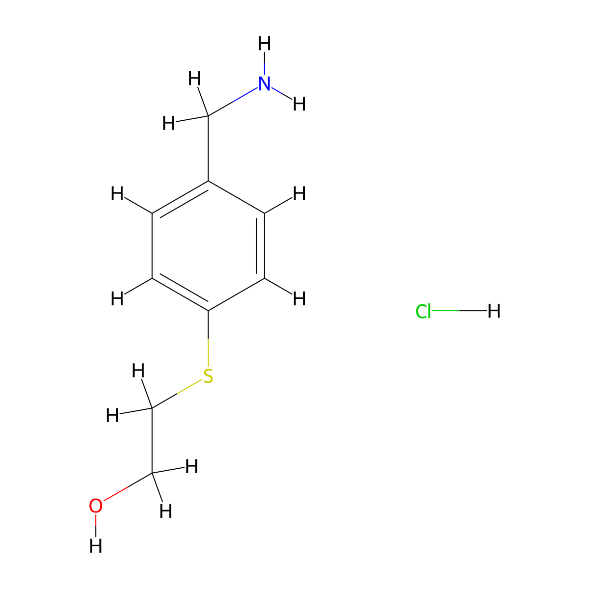 2-{[4-(Aminomethyl)phenyl]sulfanyl}ethan-1-ol hydrochloride molecular structure, CAS 2418727-30-5
