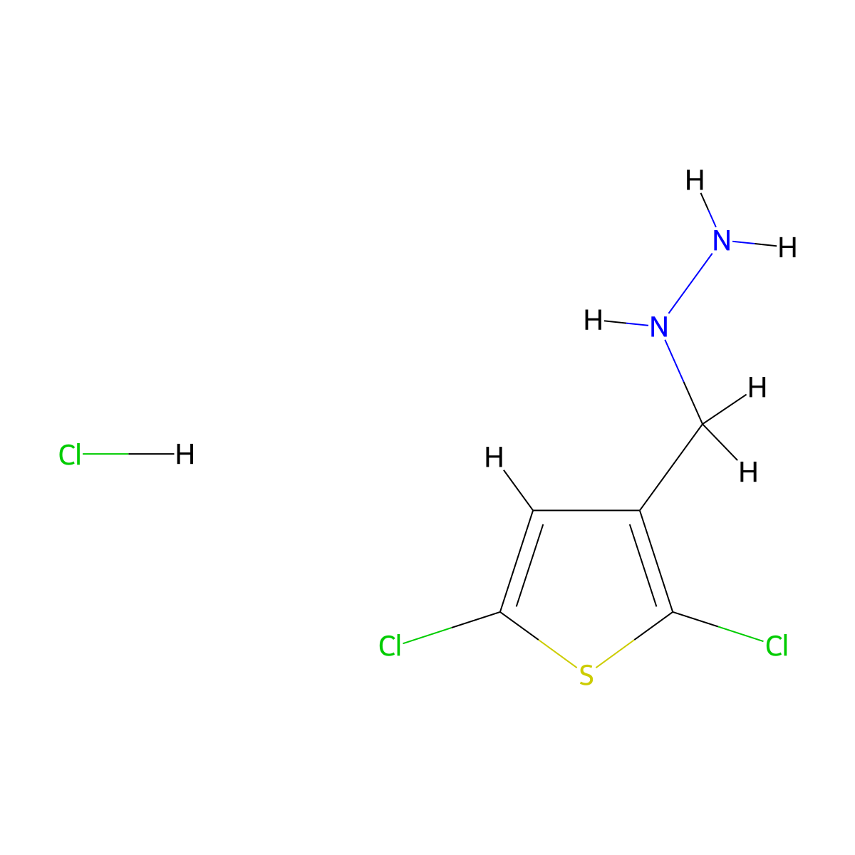 [(2,5-Dichlorothiophen-3-yl)methyl]hydrazinehydrochloride molecular structure, CAS 2418727-55-4