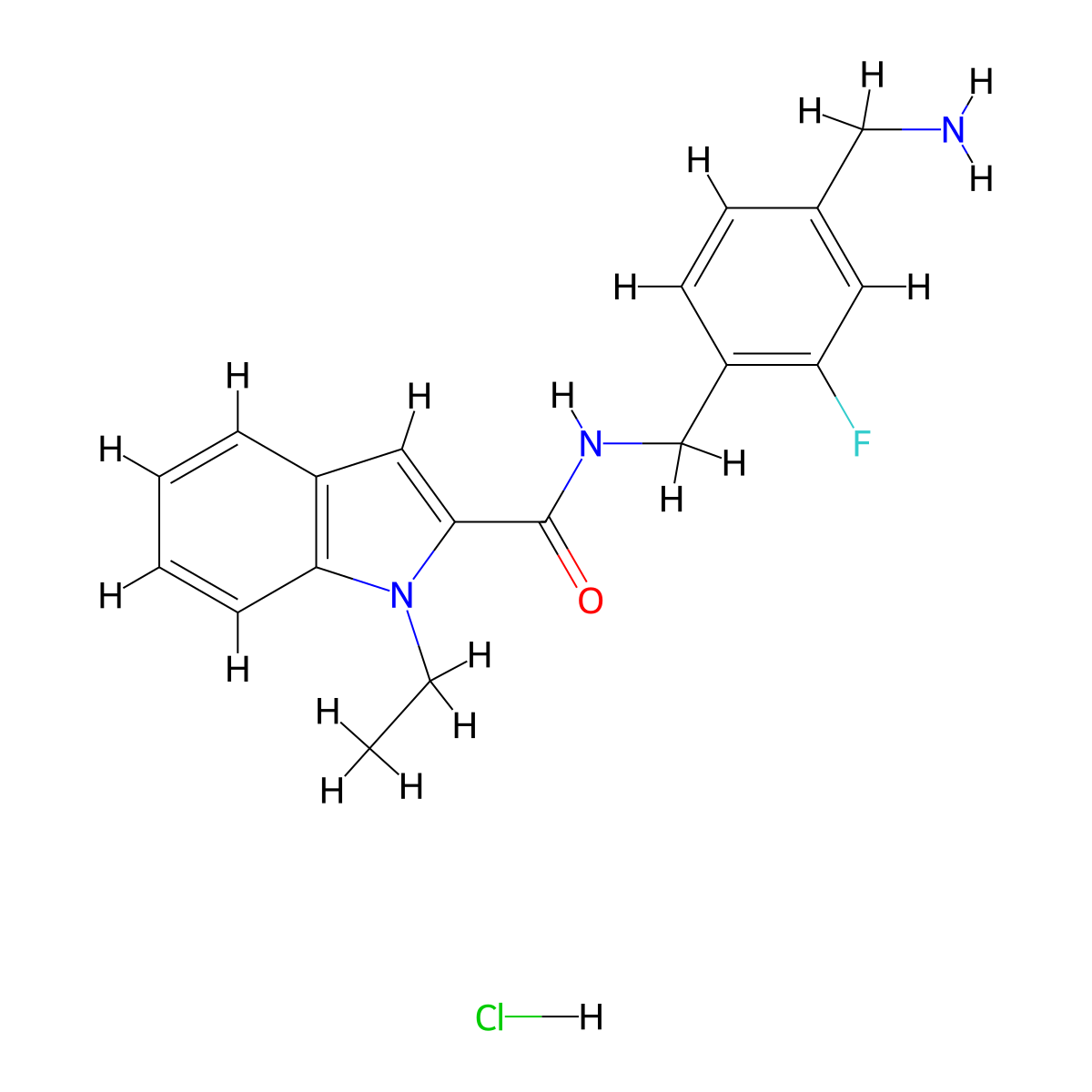 N-[[4-(Aminomethyl)-2-fluorophenyl]methyl]-1-ethylindole-2-carboxamide;hydrochloride molecular structure, CAS 2418727-62-3