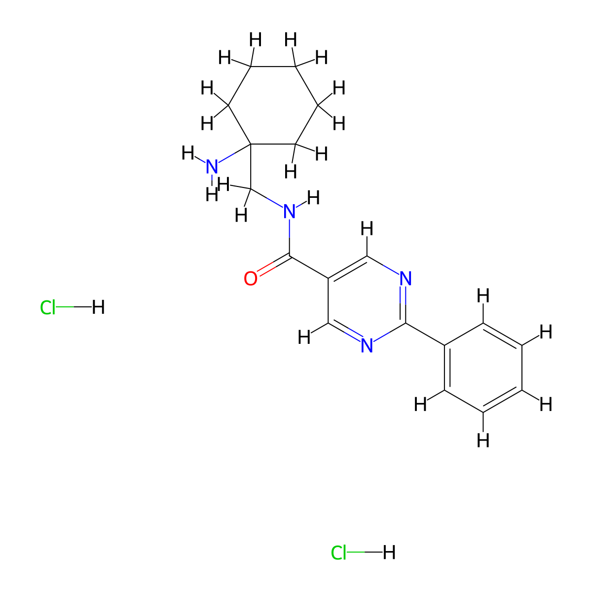 N-[(1-aminocyclohexyl)methyl]-2-phenylpyrimidine-5-carboxamide dihydrochloride molecular structure, CAS 2418727-96-3