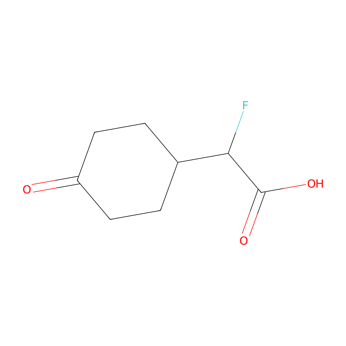 2-Fluoro-2-(4-oxocyclohexyl)acetic acid molecular structure, CAS 2418729-38-9