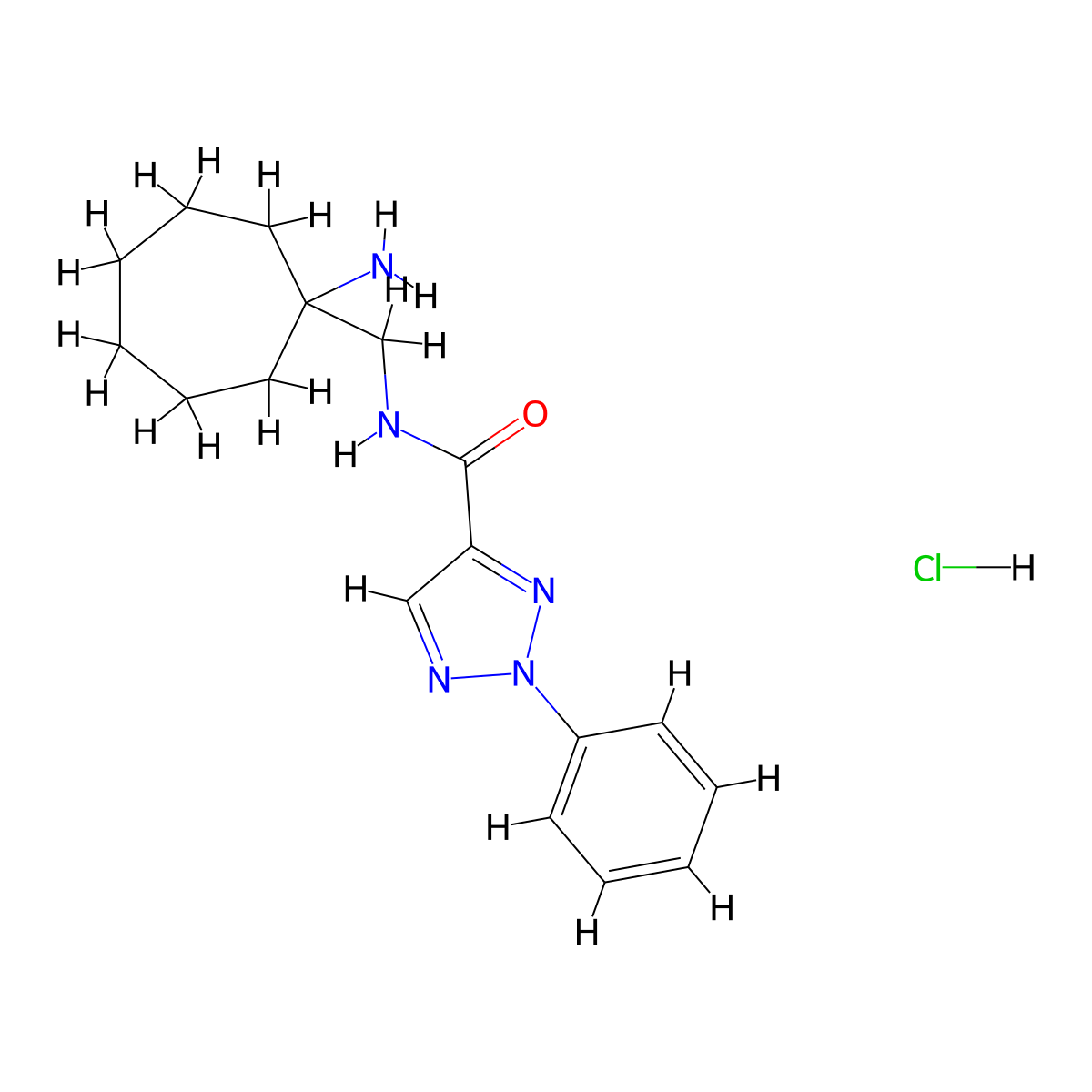 N-[(1-aminocycloheptyl)methyl]-2-phenyl-2H-1,2,3-triazole-4-carboxamide hydrochloride molecular structure, CAS 2418730-28-4