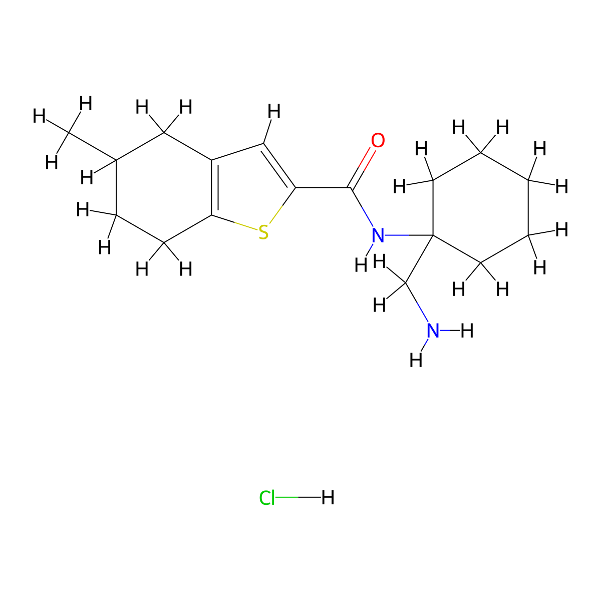 N-[1-(aminomethyl)cyclohexyl]-5-methyl-4,5,6,7-tetrahydro-1-benzothiophene-2-carboxamide hydrochloride molecular structure, CAS 2418730-49-9