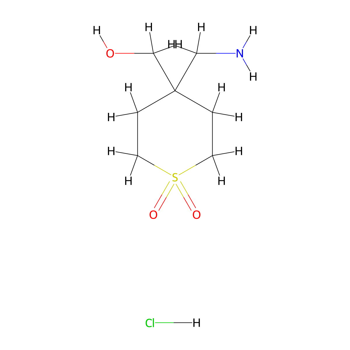4-(Aminomethyl)-4-(hydroxymethyl)-1lambda6-thiane-1,1-dione hydrochloride molecular structure, CAS 2418730-61-5