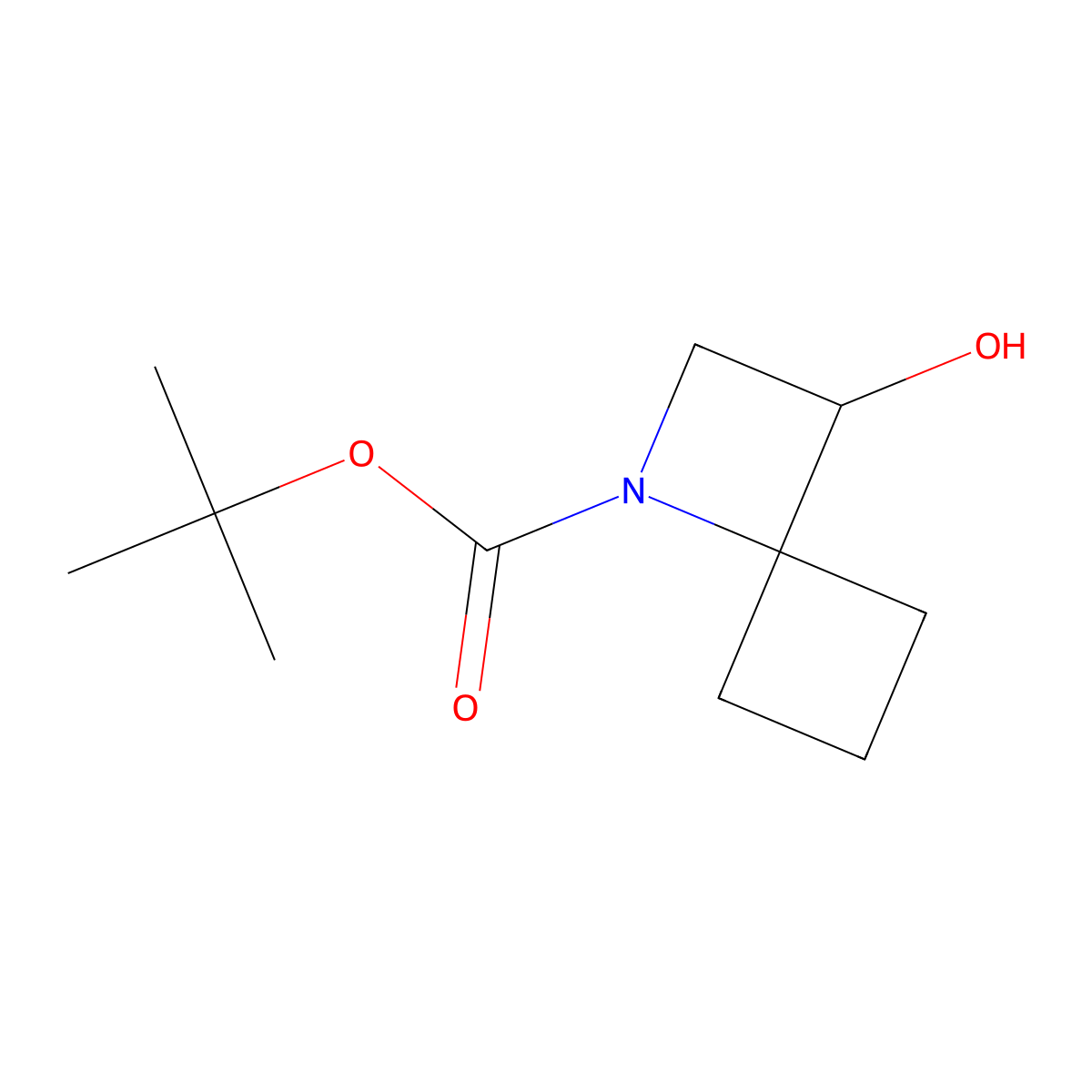 Tert-butyl 3-hydroxy-1-azaspiro(3.3)heptane-1-carboxylate molecular structure, CAS 2418730-90-0