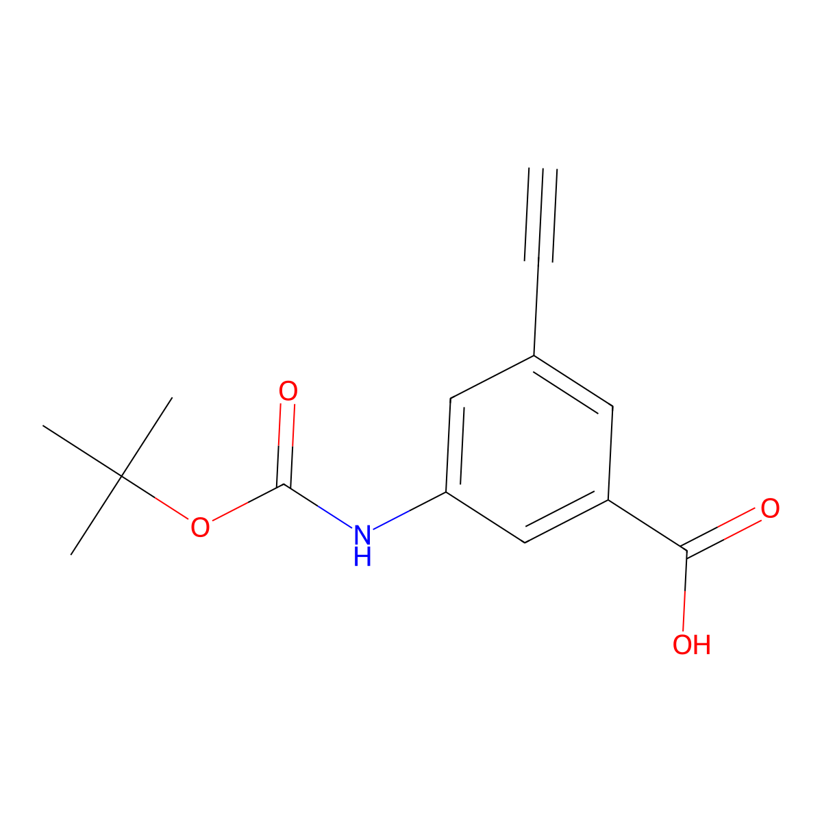 3-{[(Tert-butoxy)carbonyl]amino}-5-ethynylbenzoic acid molecular structure, CAS 2418731-36-7