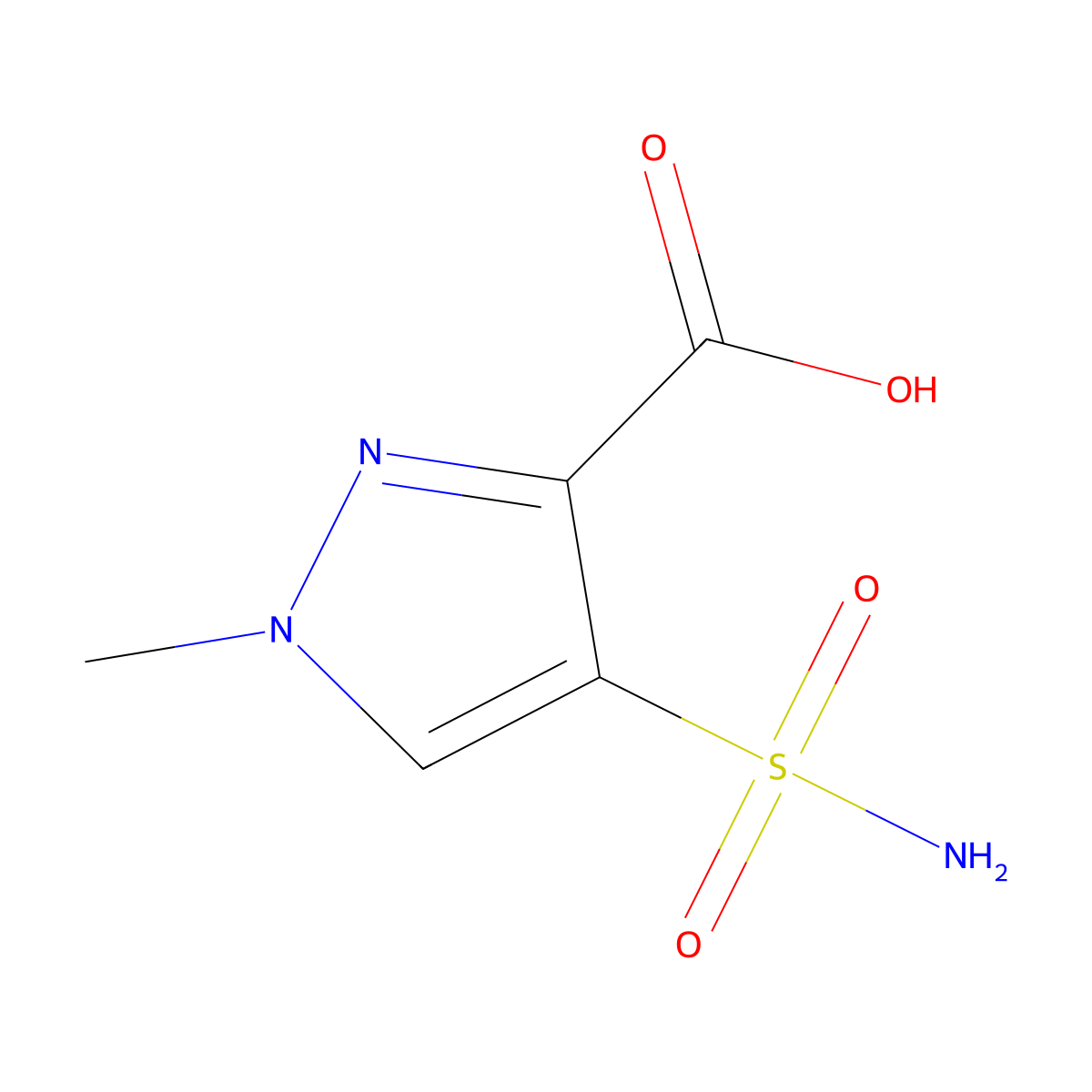 1-methyl-4-sulfamoyl-1H-pyrazole-3-carboxylic acid molecular structure, CAS 2418732-45-1