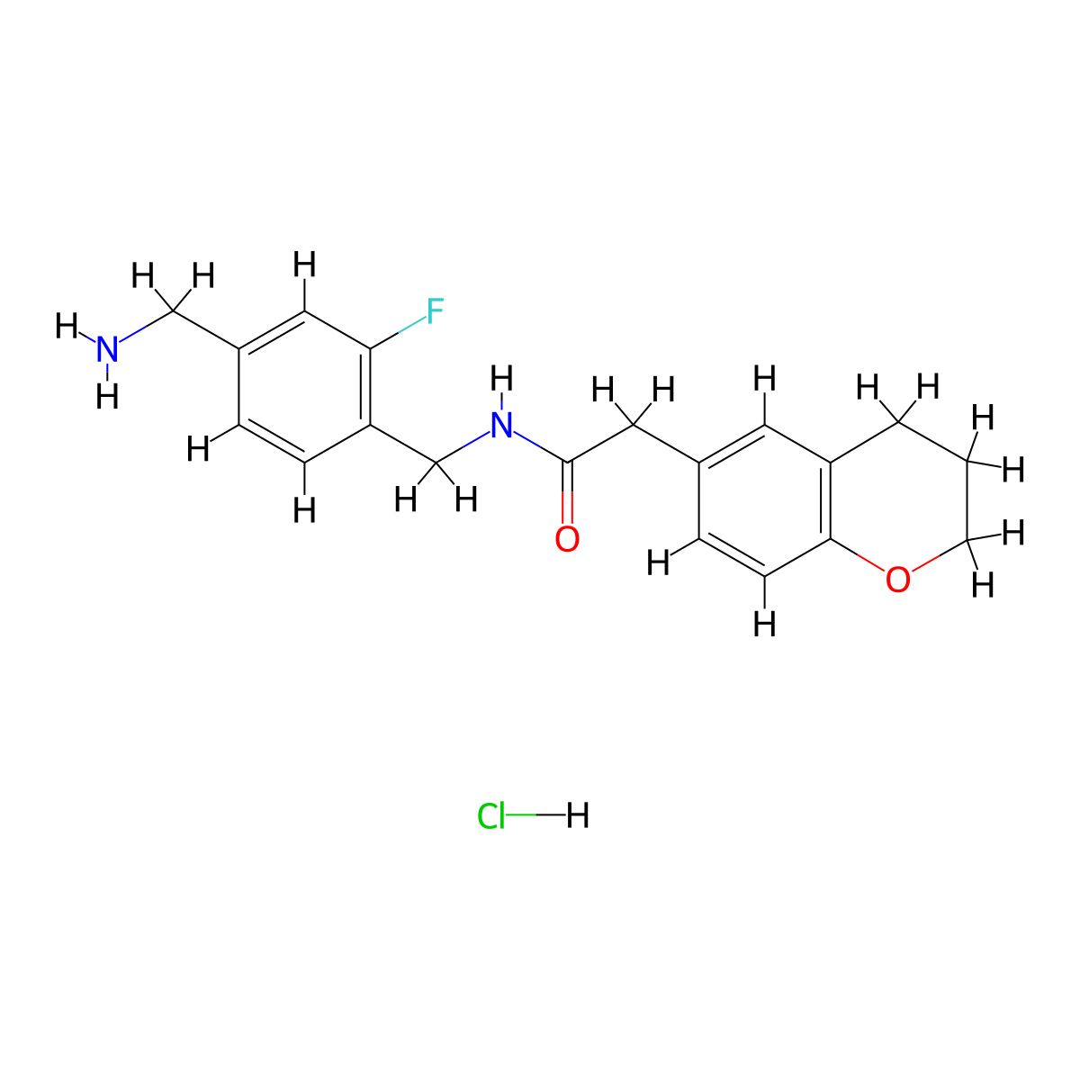 N-[[4-(Aminomethyl)-2-fluorophenyl]methyl]-2-(3,4-dihydro-2H-chromen-6-yl)acetamide;hydrochloride molecular structure, CAS 2418732-77-9