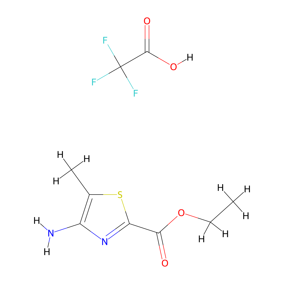 Ethyl 4-amino-5-methyl-1,3-thiazole-2-carboxylate; trifluoroacetic acid molecular structure, CAS 2418733-61-4