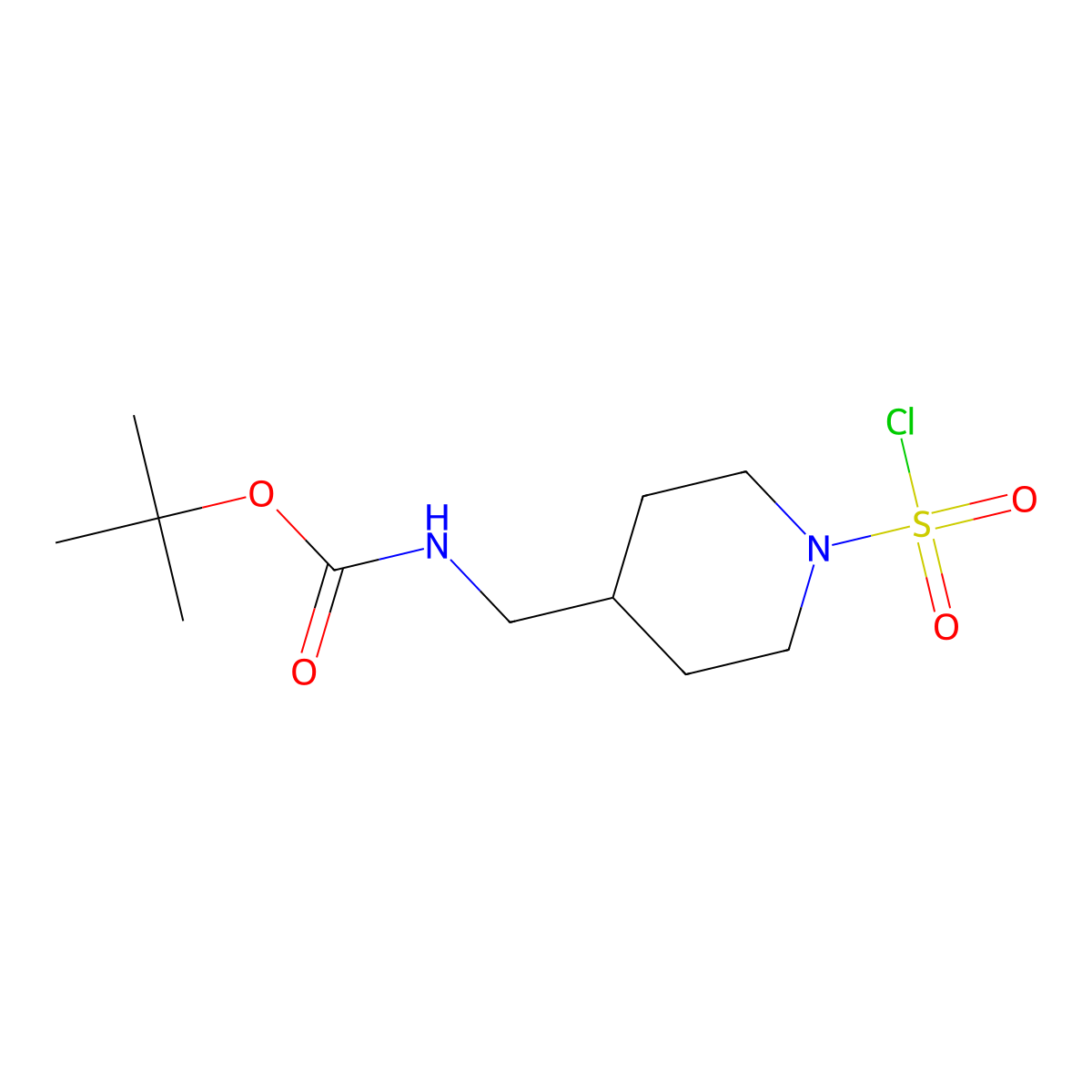 tert-butylN-{[1-(chlorosulfonyl)piperidin-4-yl]methyl}carbamate molecular structure, CAS 2418733-73-8