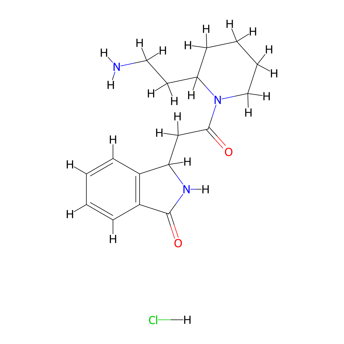 3-{2-[2-(2-aminoethyl)piperidin-1-yl]-2-oxoethyl}-2,3-dihydro-1H-isoindol-1-one hydrochloride molecular structure, CAS 2418734-42-4