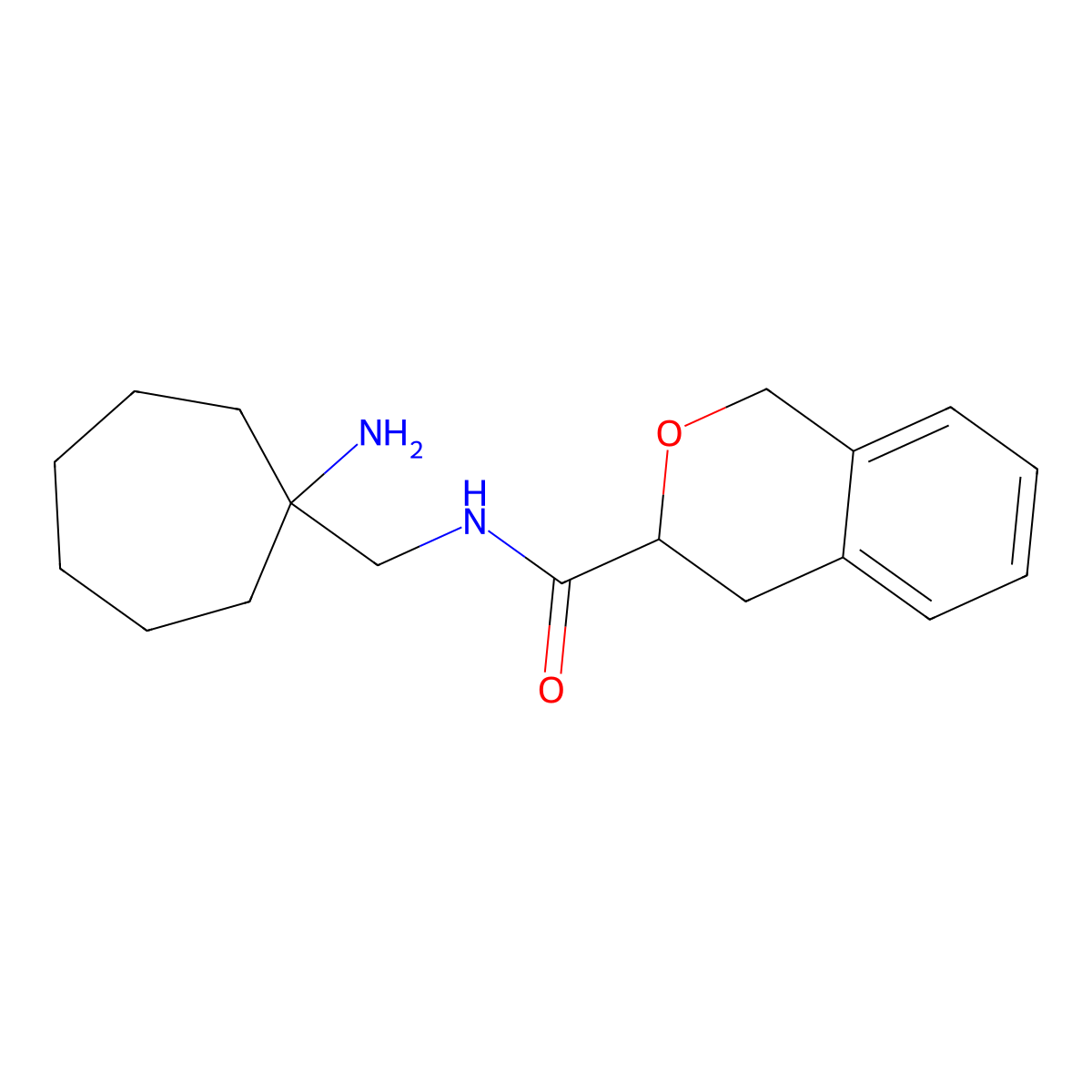 N-[(1-aminocycloheptyl)methyl]-3,4-dihydro-1H-2-benzopyran-3-carboxamide molecular structure, CAS 2418734-87-7