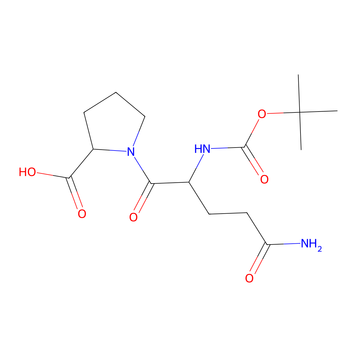 L-Proline, 1-(N2-((1,1-dimethylethoxy)carbonyl)-L-glutaminyl)- molecular structure, CAS 2419-99-0