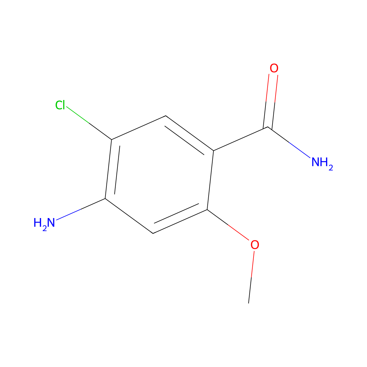 4-Amino-5-chloro-2-methoxybenzamide molecular structure, CAS 24190-74-7