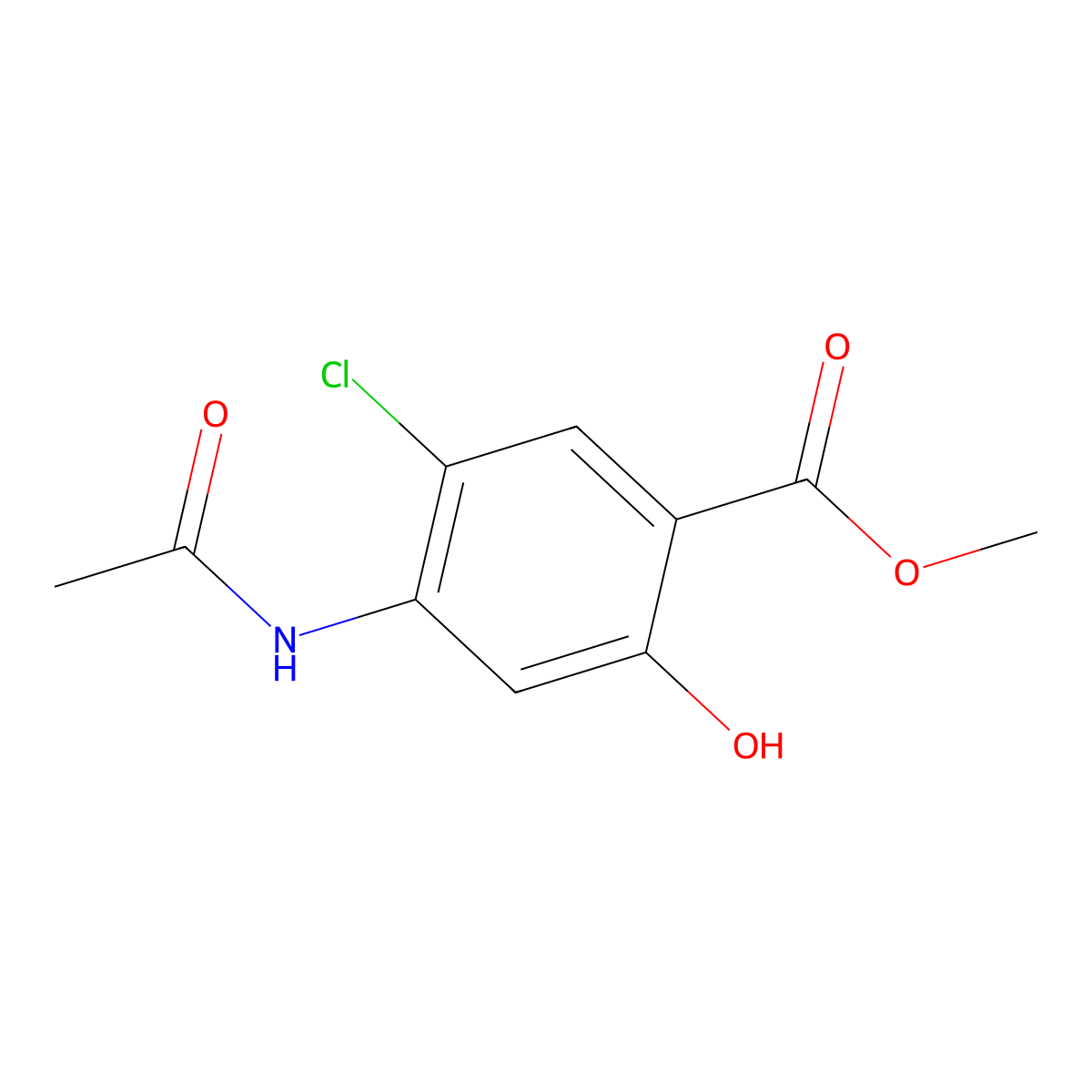 Methyl 4-acetamido-5-chloro-2-hydroxybenzoate molecular structure, CAS 24190-77-0