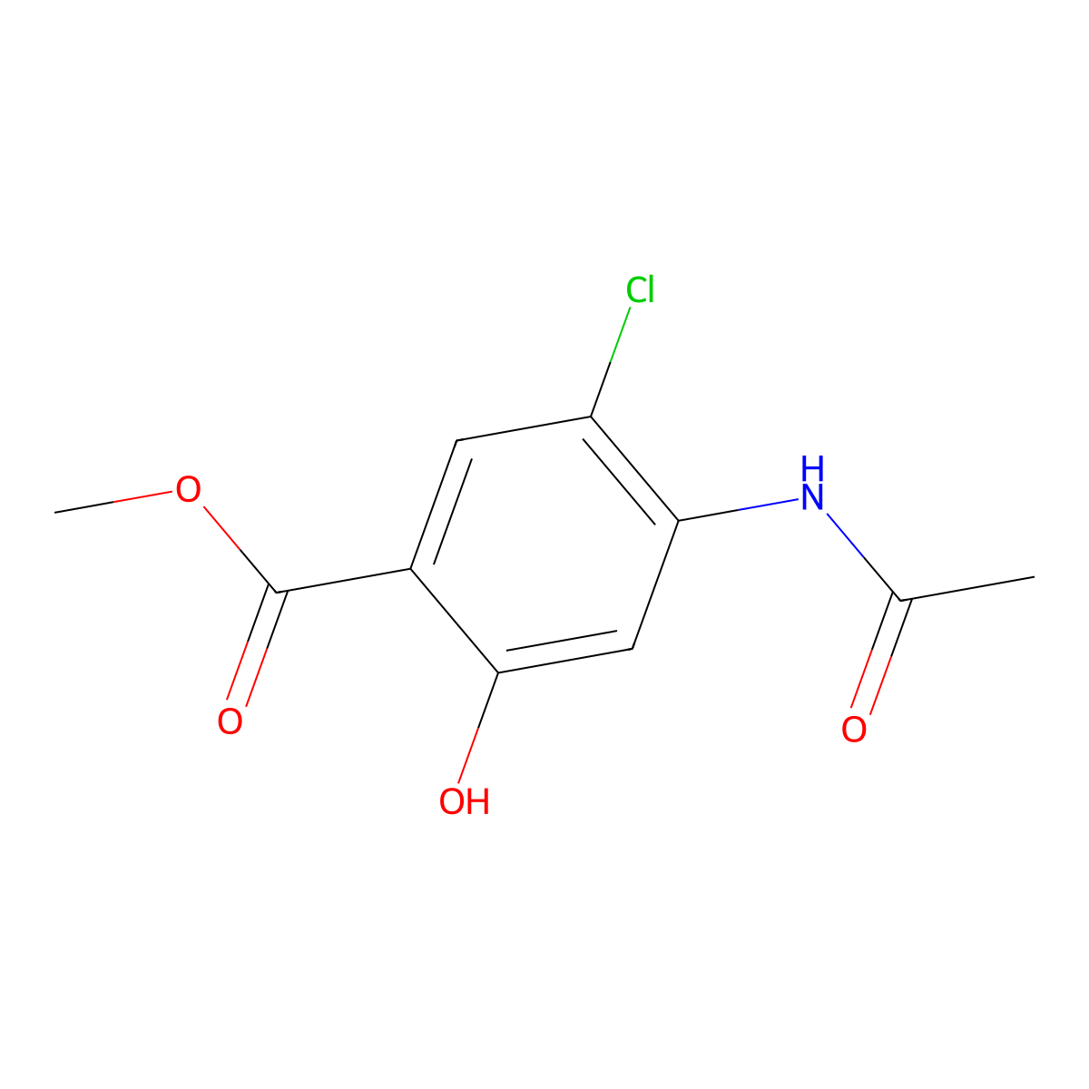 Methyl 4-acetamido-5-chloro-2-hydroxybenzoate molecular structure, CAS 24190-77-0