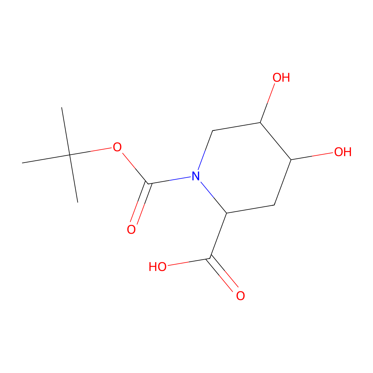 rac-(4R,5S)-1-[(tert-butoxy)carbonyl]-4,5-dihydroxypiperidine-2-carboxylicacid molecular structure, CAS 2419079-79-9