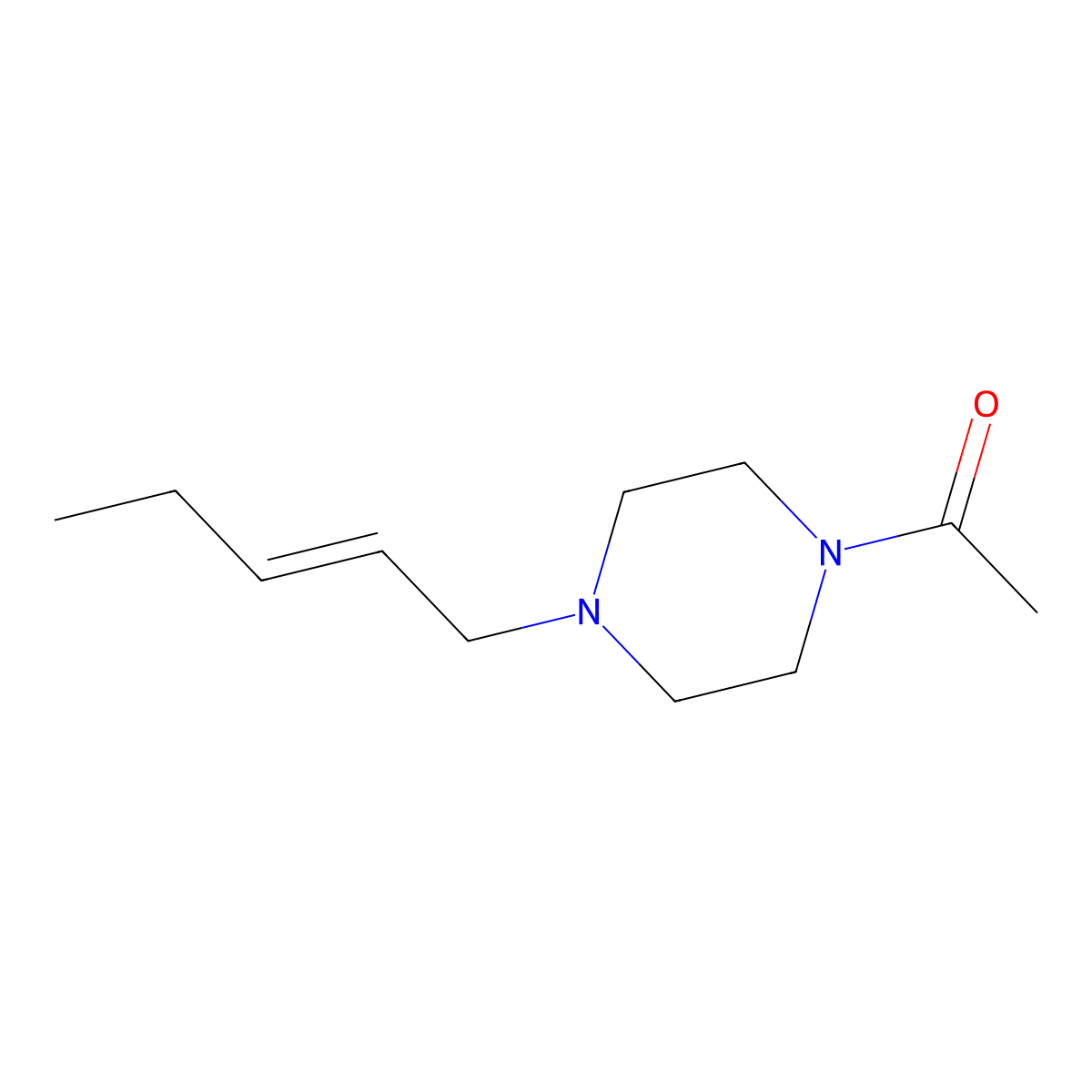 1-[4-(Pent-2-en-1-yl)piperazin-1-yl]ethan-1-one molecular structure, CAS 2419108-28-2
