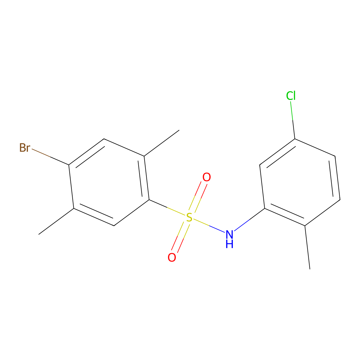 4-bromo-N-(5-chloro-2-methylphenyl)-2,5-dimethylbenzene-1-sulfonamide molecular structure, CAS 2419235-62-2