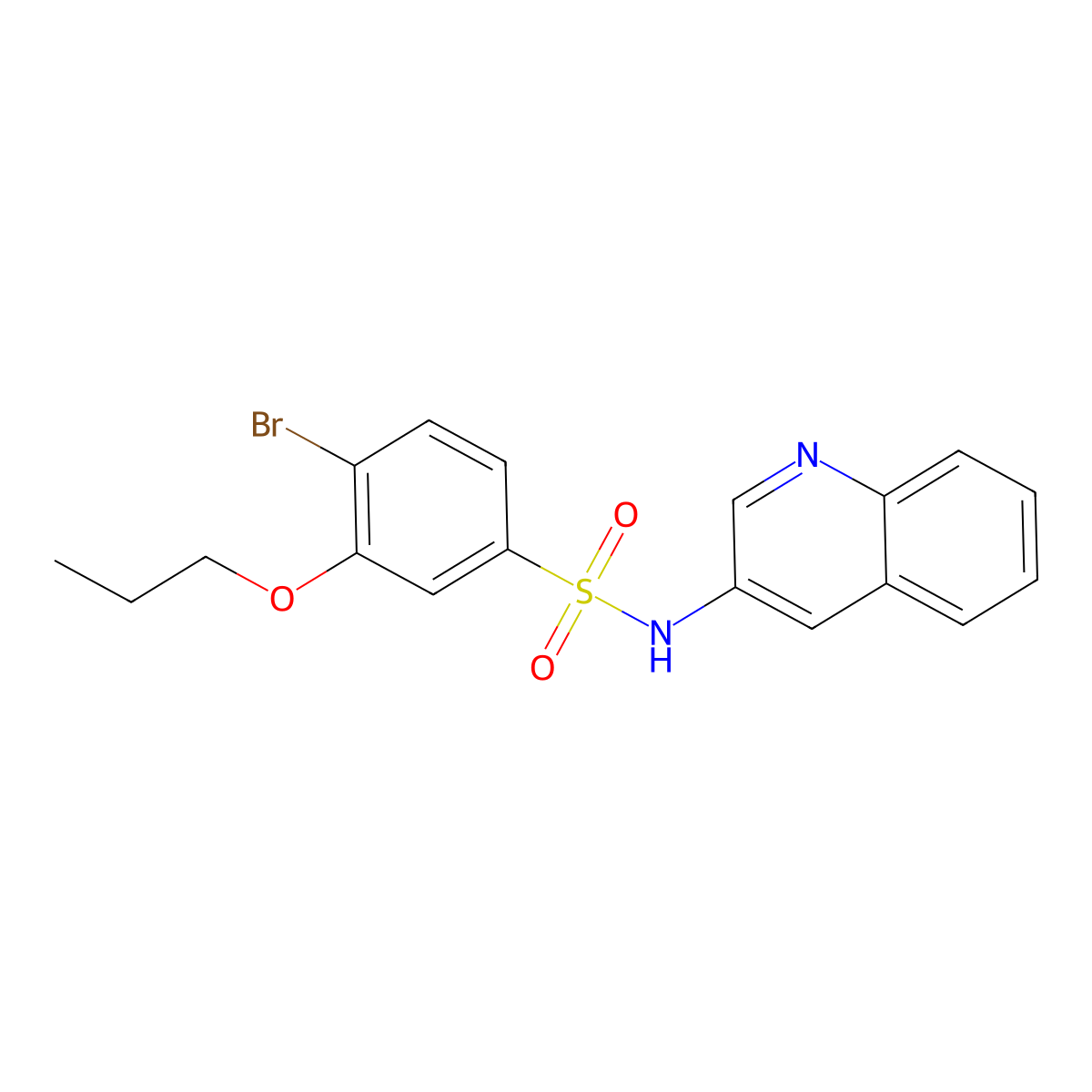 4-bromo-3-propoxy-N-(quinolin-3-yl)benzene-1-sulfonamide molecular structure, CAS 2419248-94-3