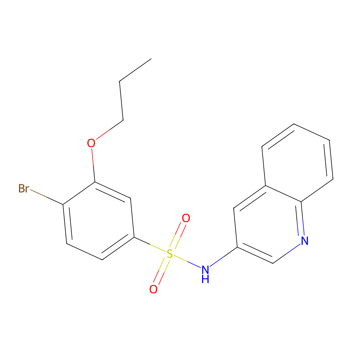 4-bromo-3-propoxy-N-(quinolin-3-yl)benzene-1-sulfonamide molecular structure, CAS 2419248-94-3