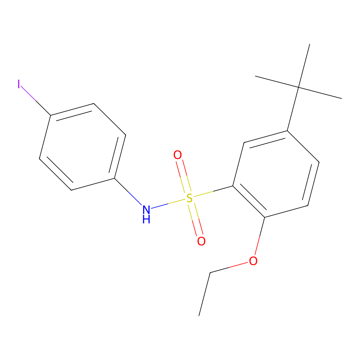 5-tert-butyl-2-ethoxy-N-(4-iodophenyl)benzene-1-sulfonamide molecular structure, CAS 2419249-27-5