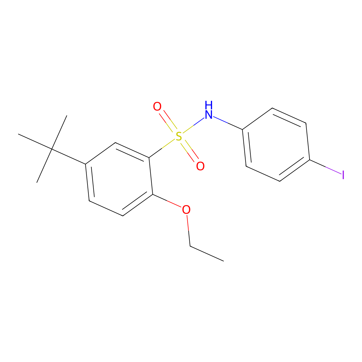 5-tert-butyl-2-ethoxy-N-(4-iodophenyl)benzene-1-sulfonamide molecular structure, CAS 2419249-27-5