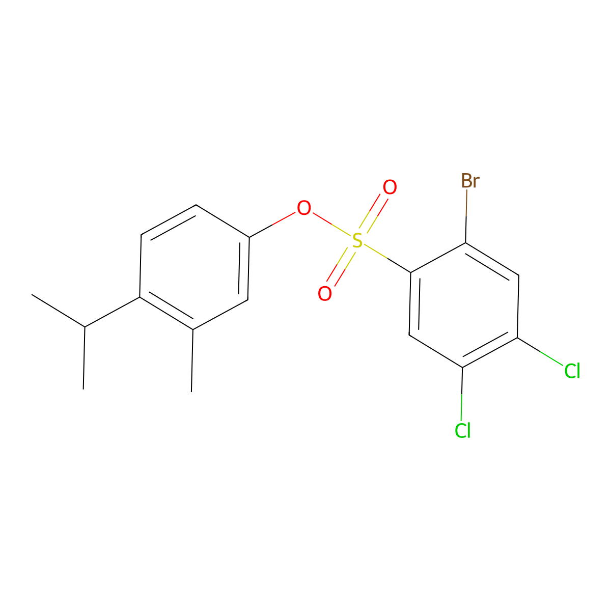 3-Methyl-4-(propan-2-yl)phenyl 2-bromo-4,5-dichlorobenzene-1-sulfonate molecular structure, CAS 2419249-30-0