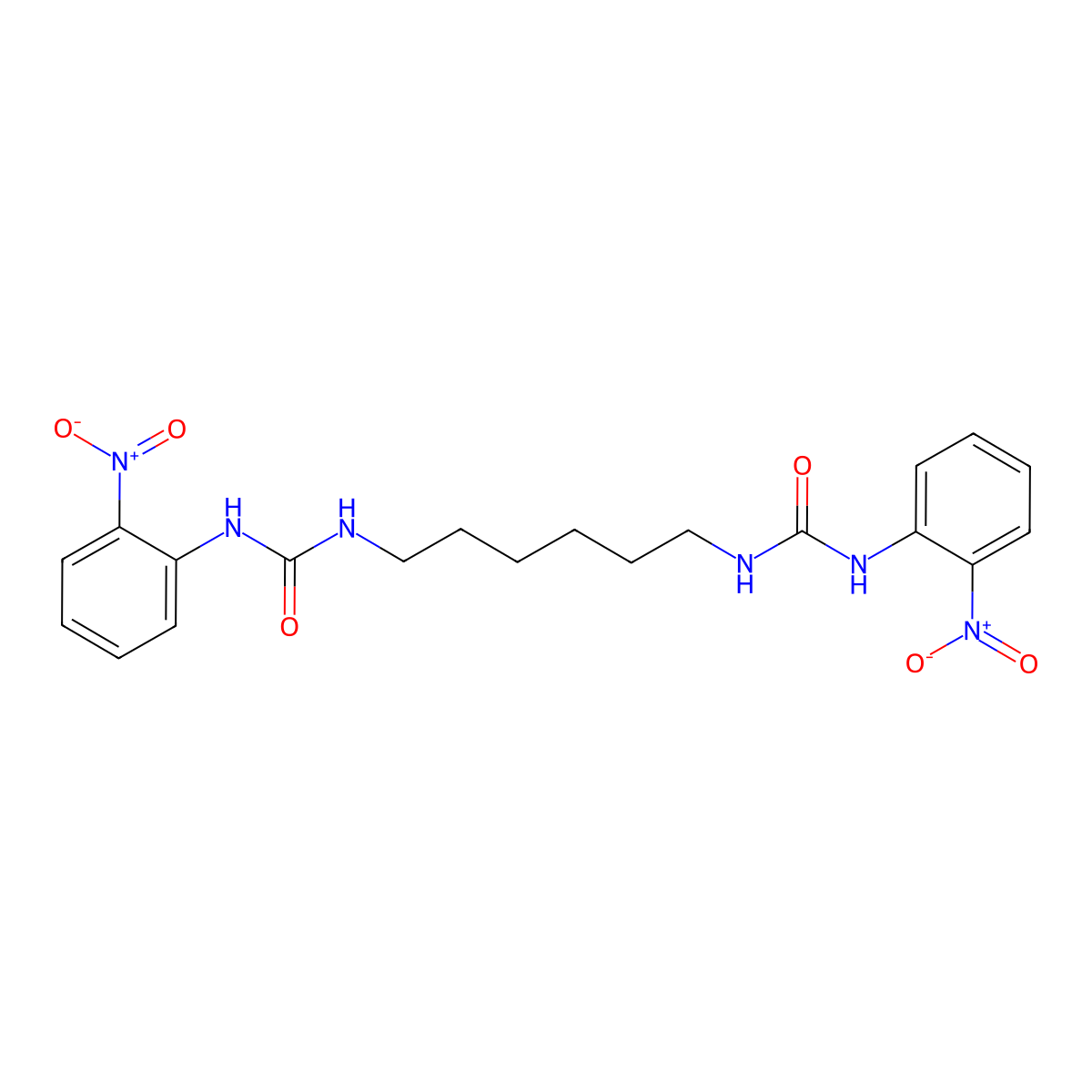 1,1'-(Hexane-1,6-diyl)bis[3-(2-nitrophenyl)urea] molecular structure, CAS 2419249-92-4