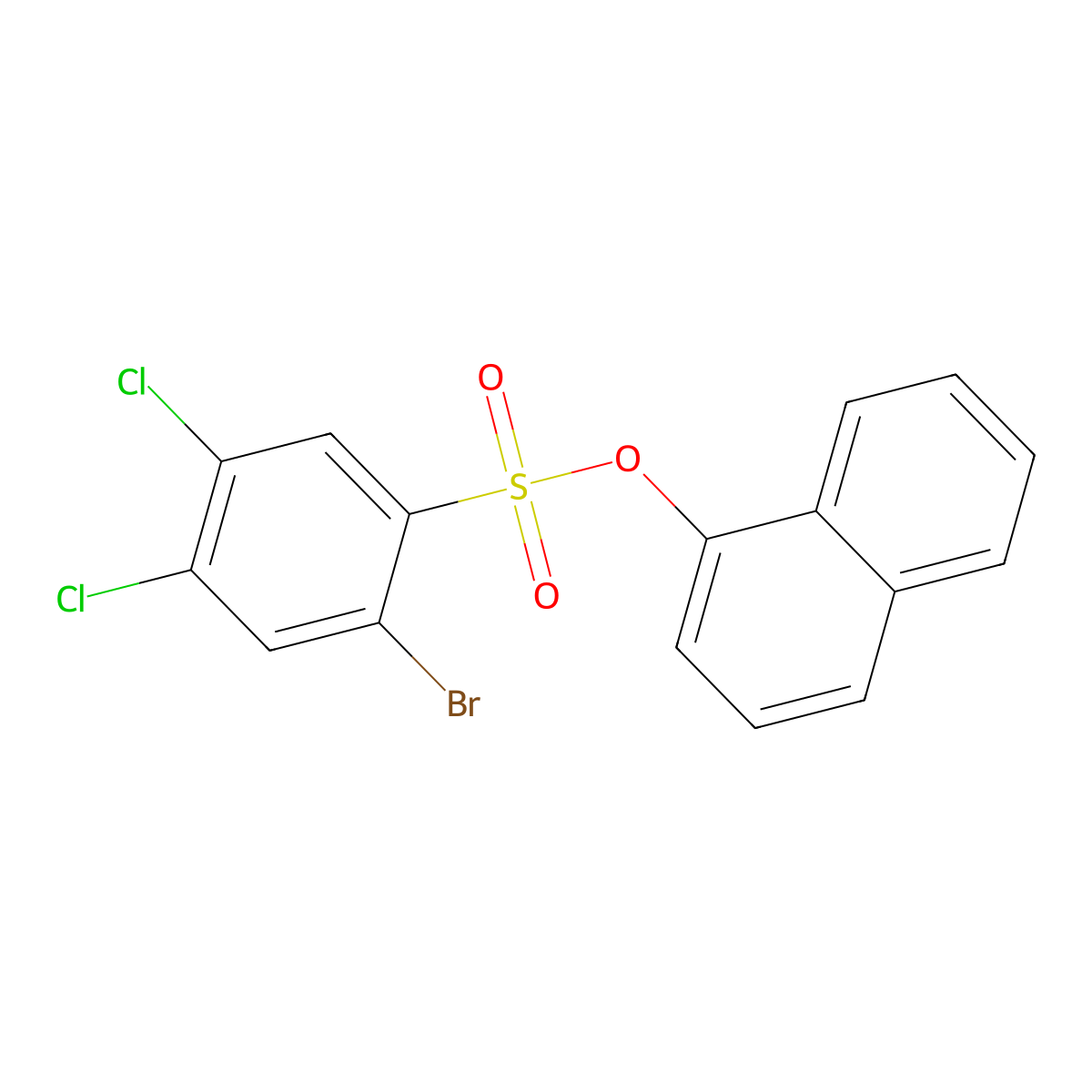Naphthalen-1-yl 2-bromo-4,5-dichlorobenzene-1-sulfonate molecular structure, CAS 2419268-71-4