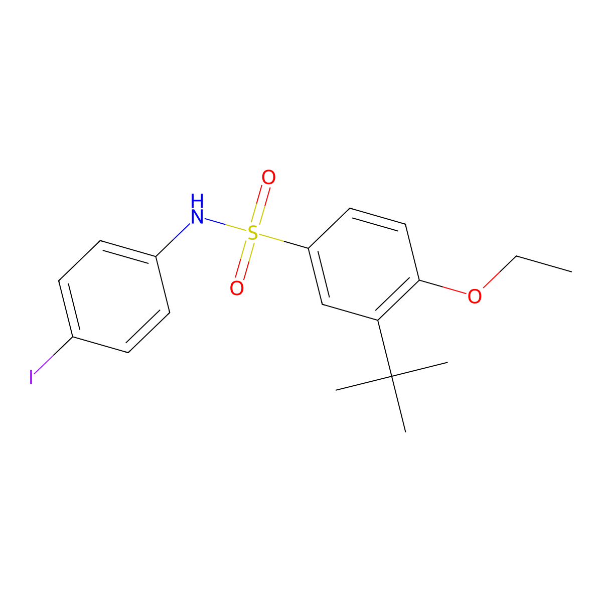 3-tert-butyl-4-ethoxy-N-(4-iodophenyl)benzene-1-sulfonamide molecular structure, CAS 2419268-76-9