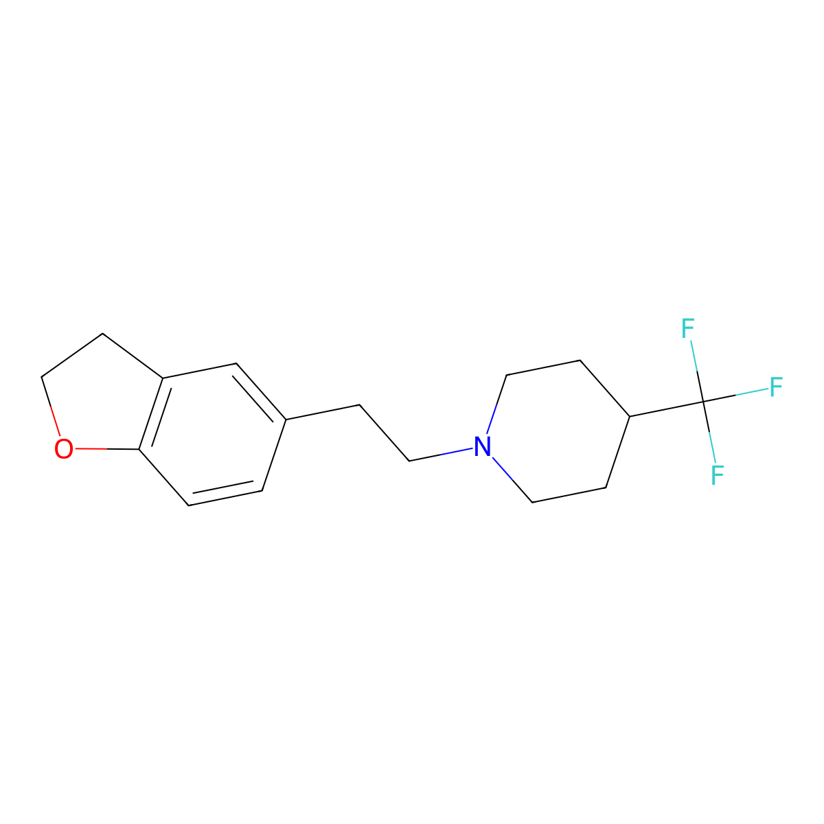 1-[2-(2,3-Dihydro-1-benzofuran-5-yl)ethyl]-4-(trifluoromethyl)piperidine molecular structure, CAS 2419298-42-1