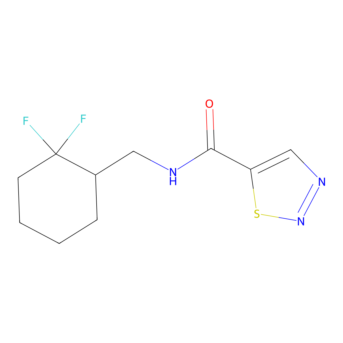 N-[(2,2-difluorocyclohexyl)methyl]-1,2,3-thiadiazole-5-carboxamide molecular structure, CAS 2419358-51-1