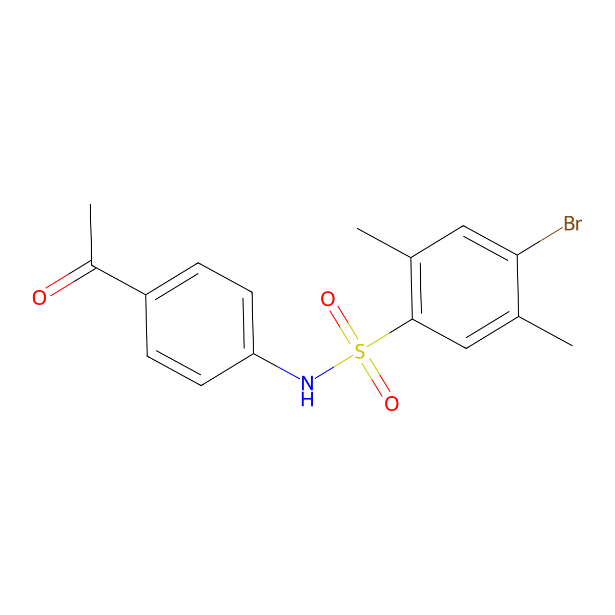 N-(4-acetylphenyl)-4-bromo-2,5-dimethylbenzene-1-sulfonamide molecular structure, CAS 2419364-40-0