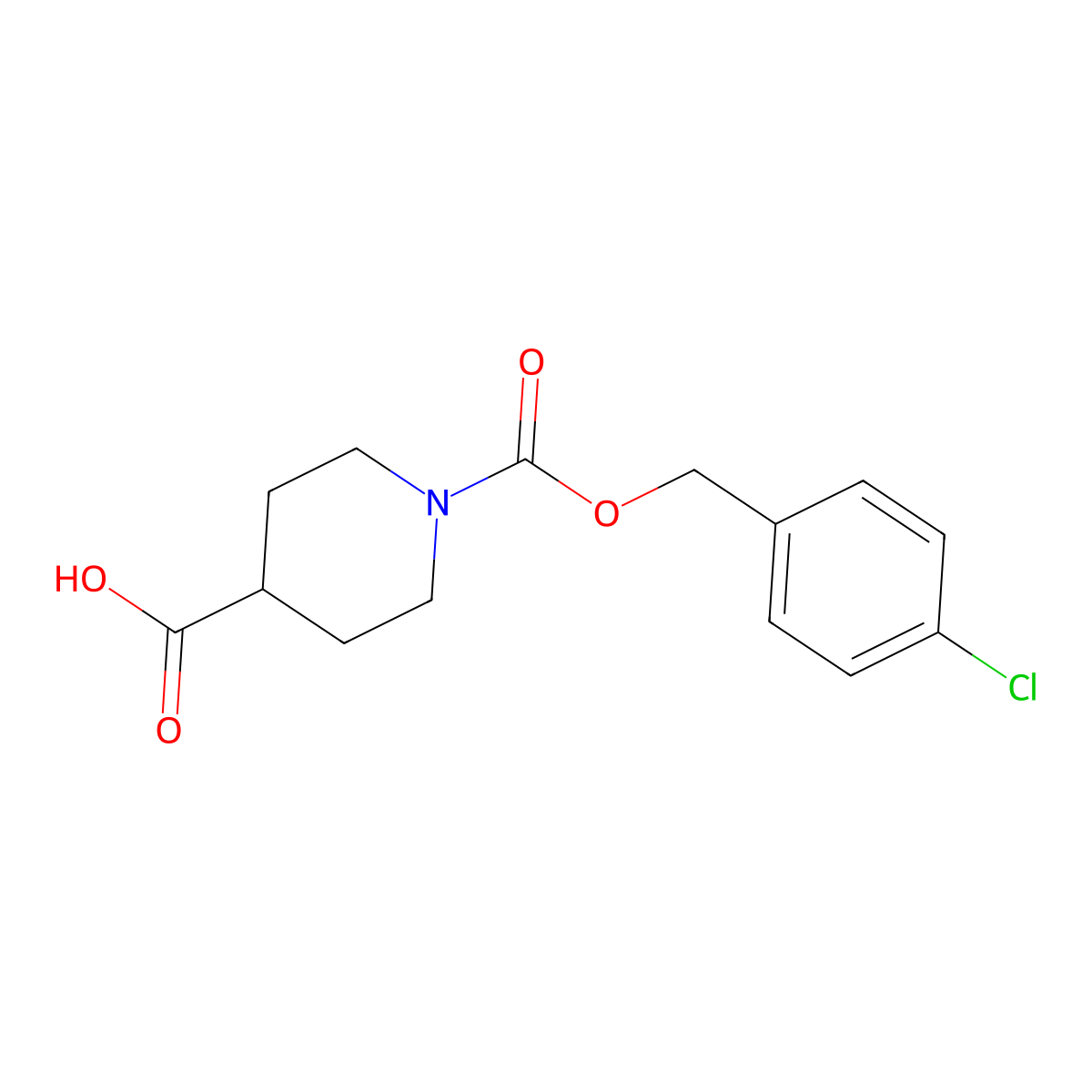1-{[(4-Chlorophenyl)methoxy]carbonyl}piperidine-4-carboxylicacid molecular structure, CAS 2419370-77-5