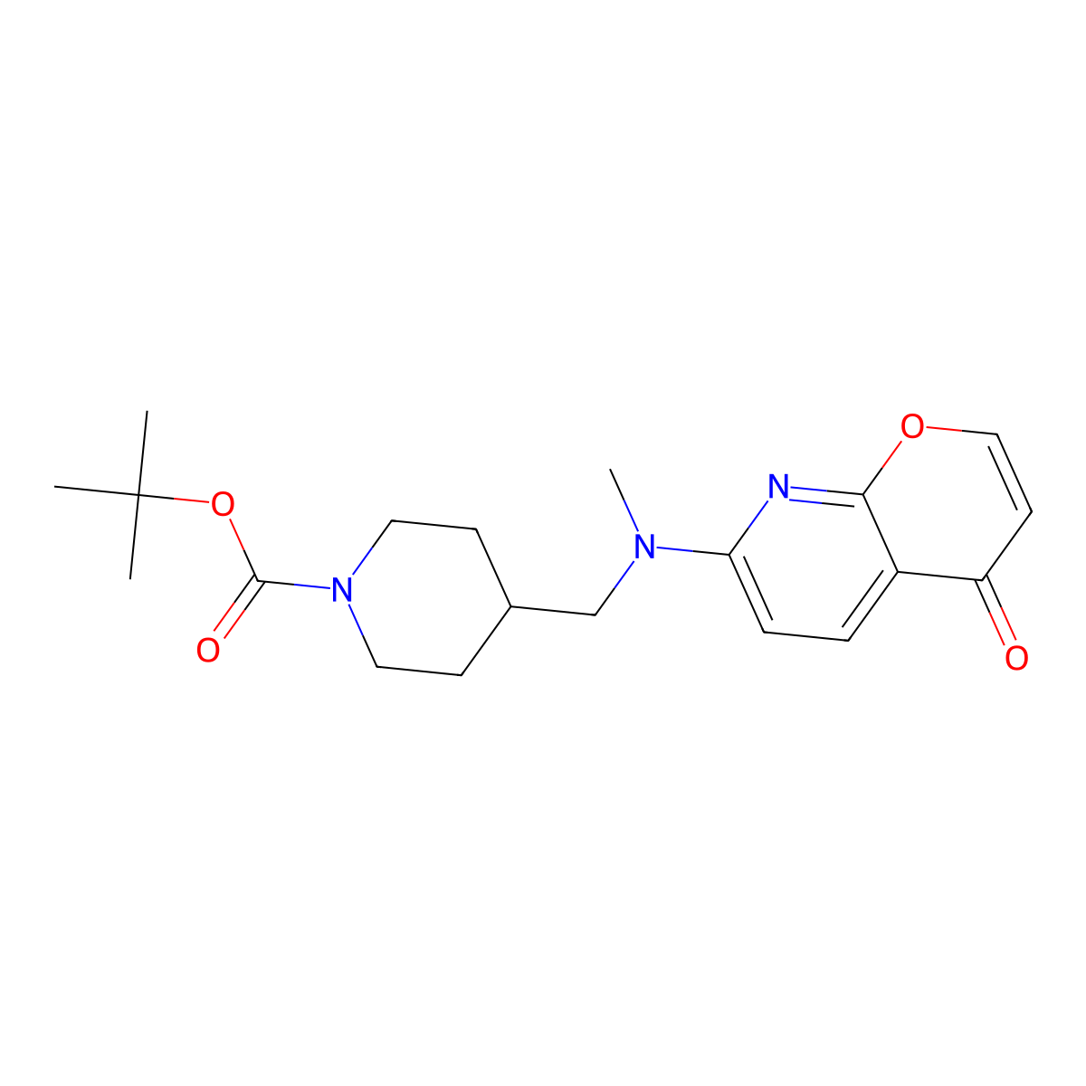 tert-butyl 4-{[methyl({4-oxo-4H-pyrano[2,3-b]pyridin-7-yl})amino]methyl}piperidine-1-carboxylate molecular structure, CAS 2419385-10-5