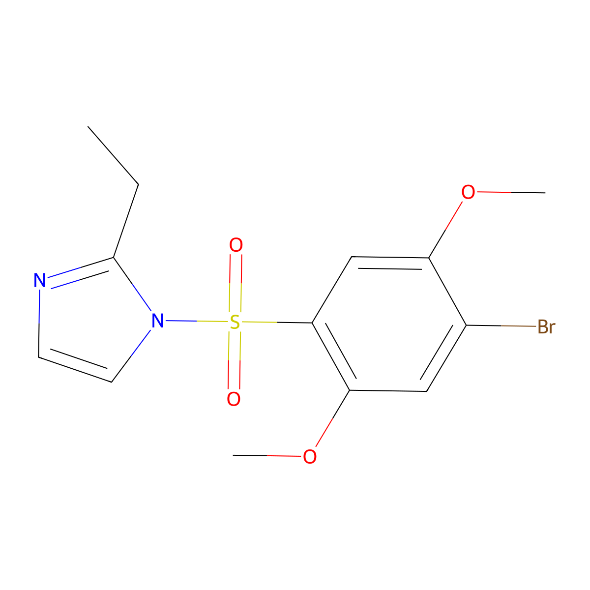 1-(4-bromo-2,5-dimethoxybenzenesulfonyl)-2-ethyl-1H-imidazole molecular structure, CAS 2419394-54-8